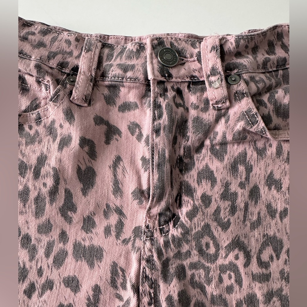 KanCan Pink and Black Cheetah Print Denim Shorts - Picture 5 of 9